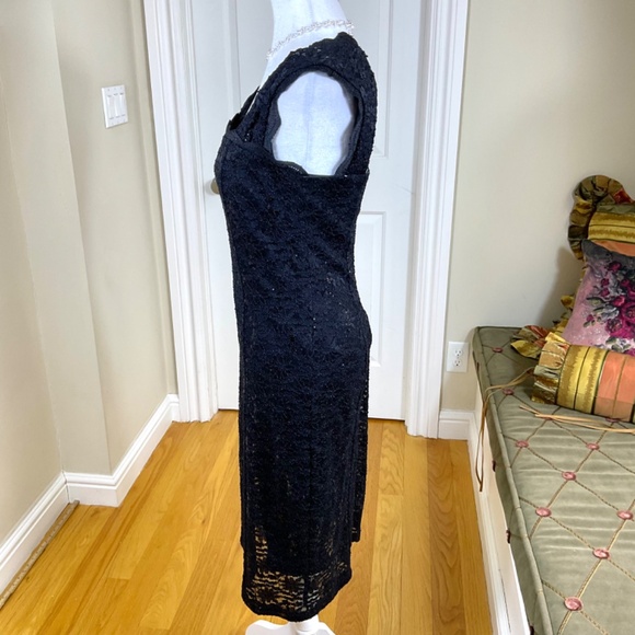 RM Richards Black Party Dress Lace Sequins Open Back (6) - Picture 3 of 9